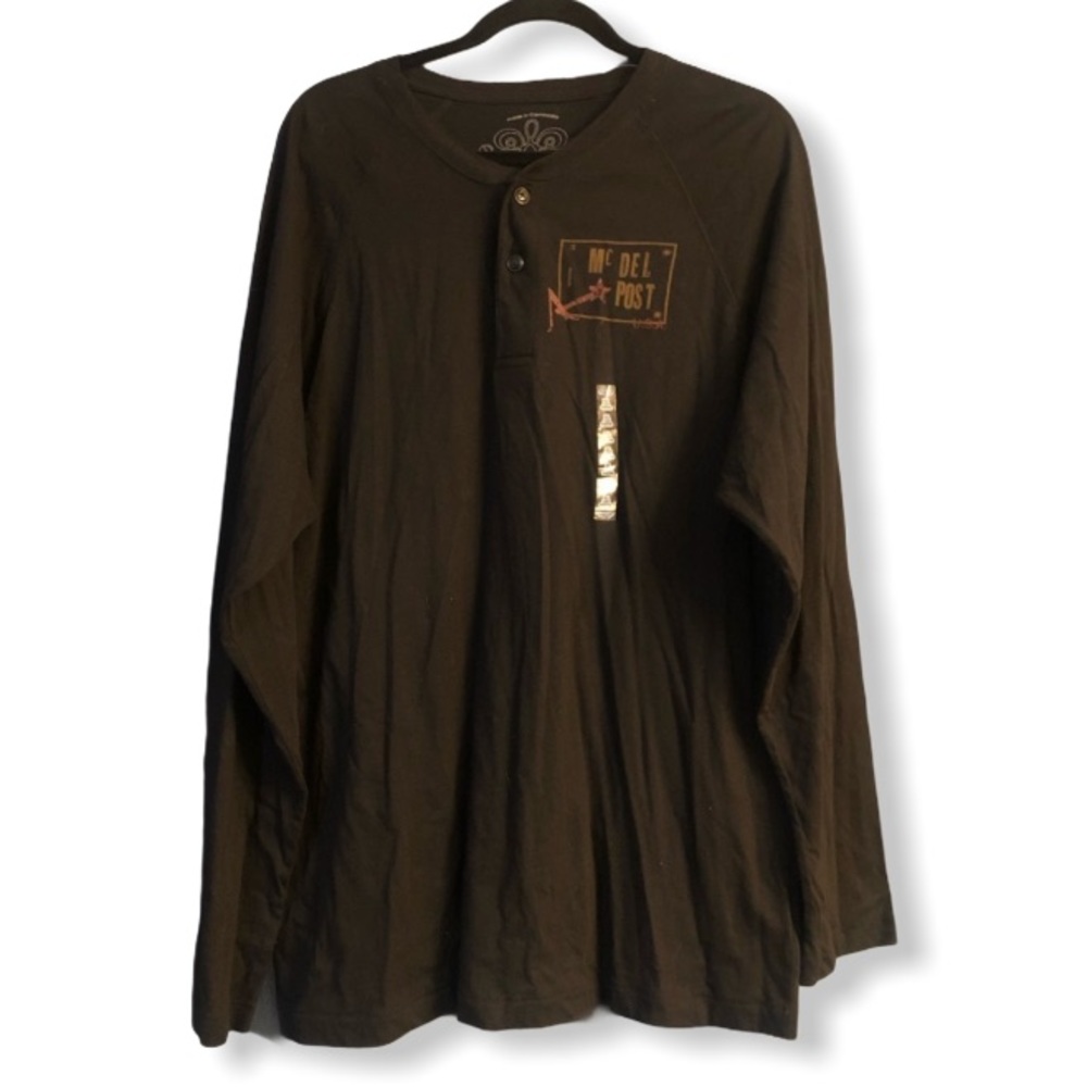 🆕 Old Navy Men’s Black Long Sleeve Henley Graphic Tee